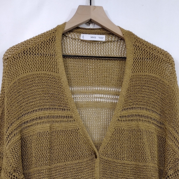 MNG Loose Knit Long Line Cardigan Women's 3XL Tan Boho Retro 90s Y2K Casual - Picture 2 of 7